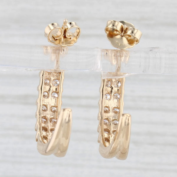 Light Gray 0.60ctw Diamond J-Hook Earrings 14k Yellow Gold Pierced Drops