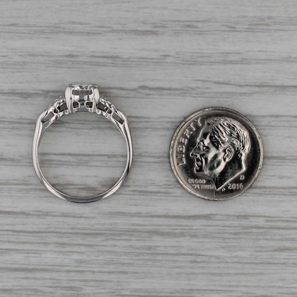 Vintage GIA 1ctw Round Diamond Engagement Ring 900 Platinum Size 6 Engraved