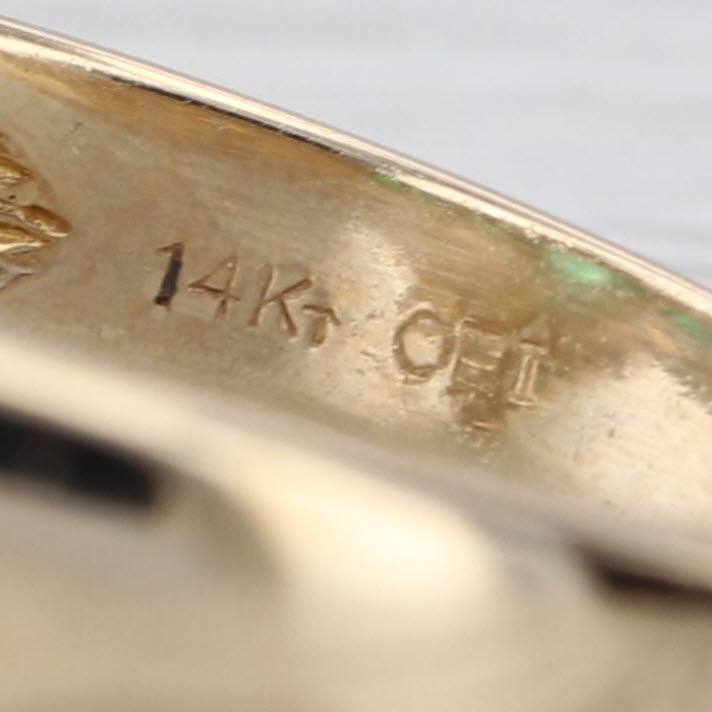 0.82ctw Oval Emerald Diamond Bypass Ring 14k Yellow Gold Size 6.5