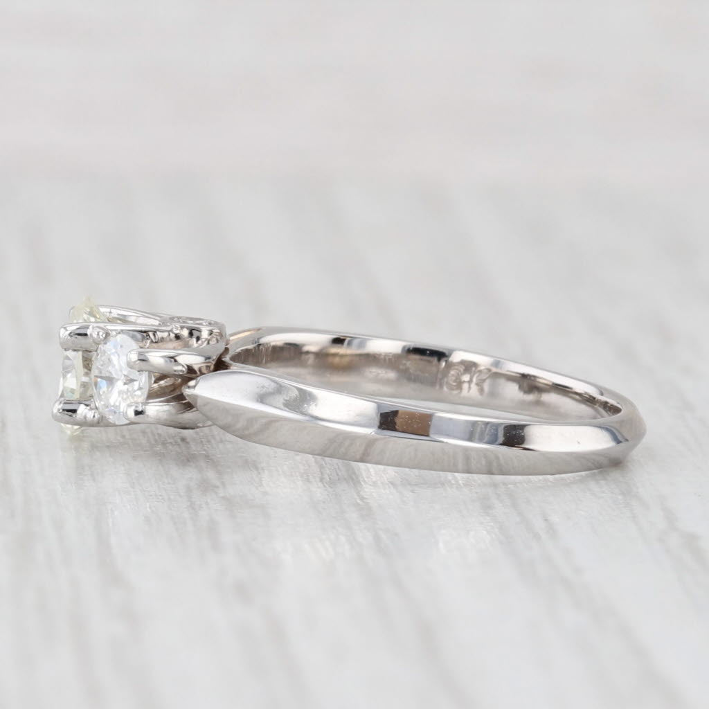 Light Gray 1.38ctw Round Diamond 3-Stone Engagement Ring 18k White Gold Size 7