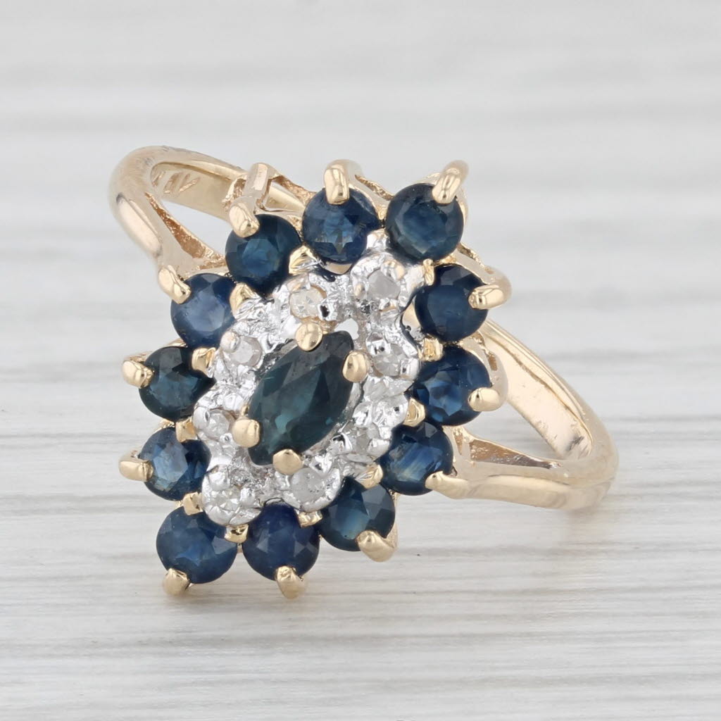 Light Gray 1cw Blue Sapphire Ring 14k Yellow Gold Size 5.25 Diamond Accents