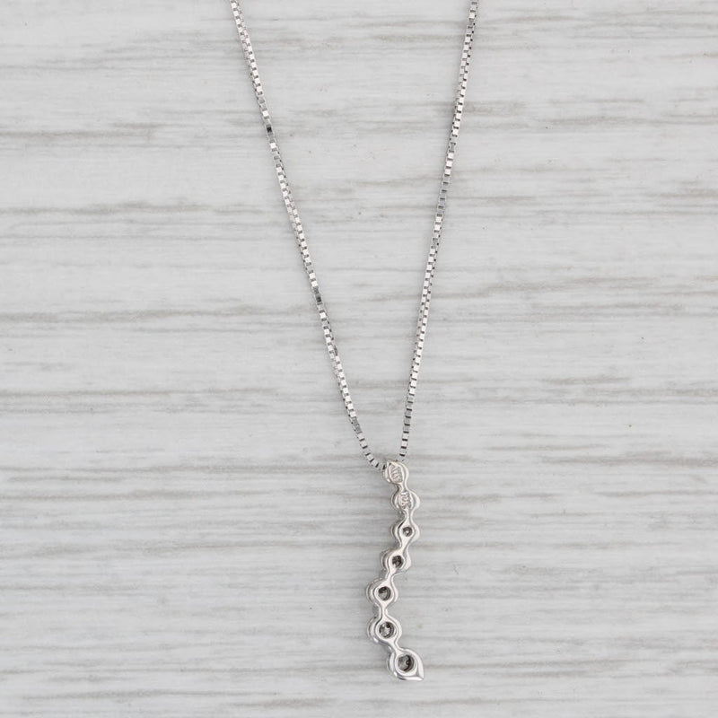Light Gray Diamond Journey Pendant Necklace 10k White Gold 18.25” Box Chain