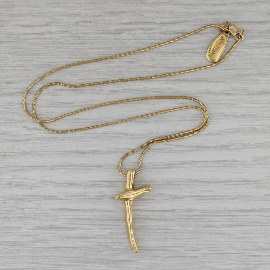 Abstract Cross Pendant Necklace Sterling Silver 17.5" Snake Chain John Rocha