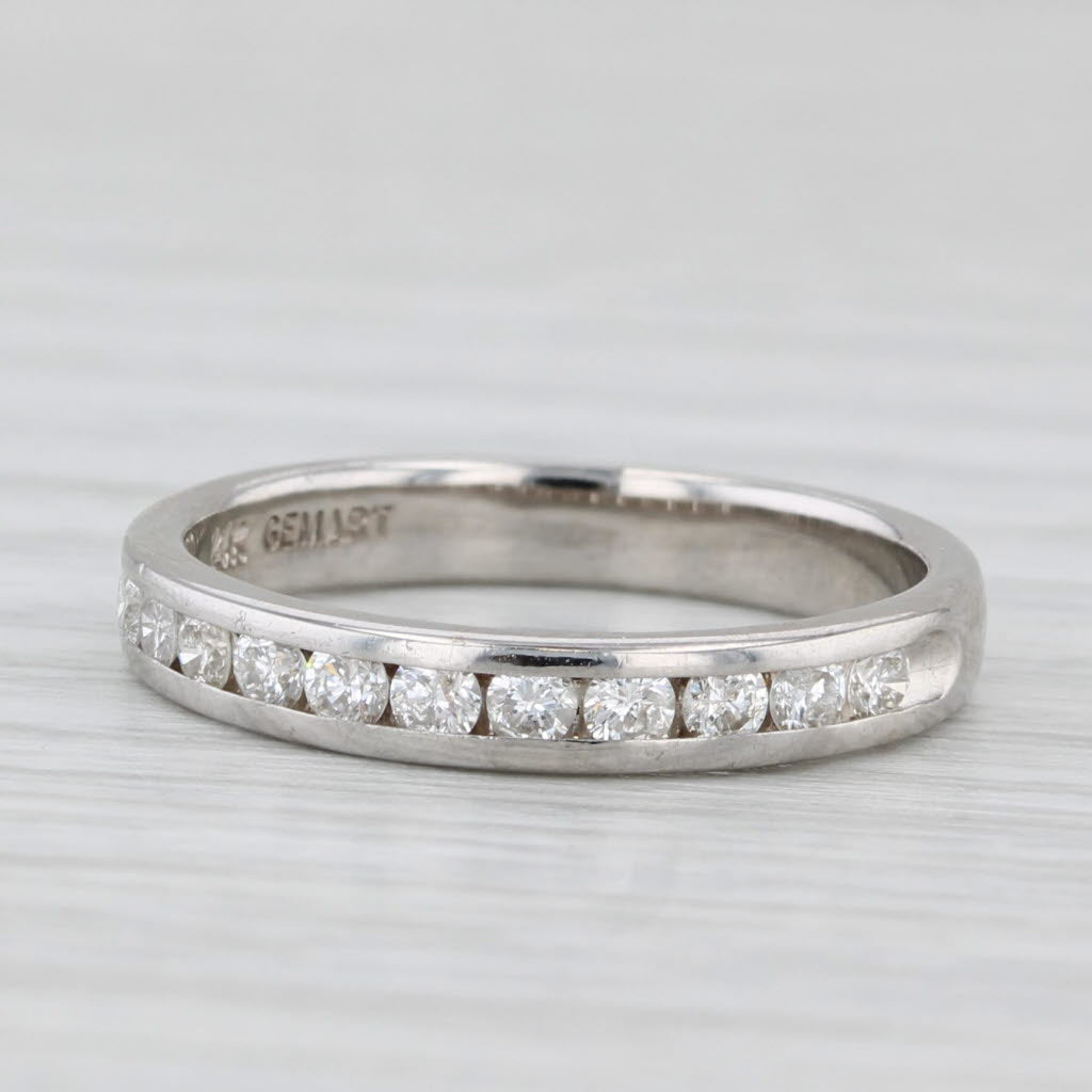 Light Gray 0.33ctw Diamond Wedding Band 14k White Gold Stackable Anniversary Ring Size 5