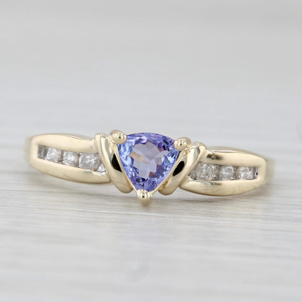 Light Gray 0.47ctw Tanzanite Diamond Ring 10k Yellow Gold Size 7