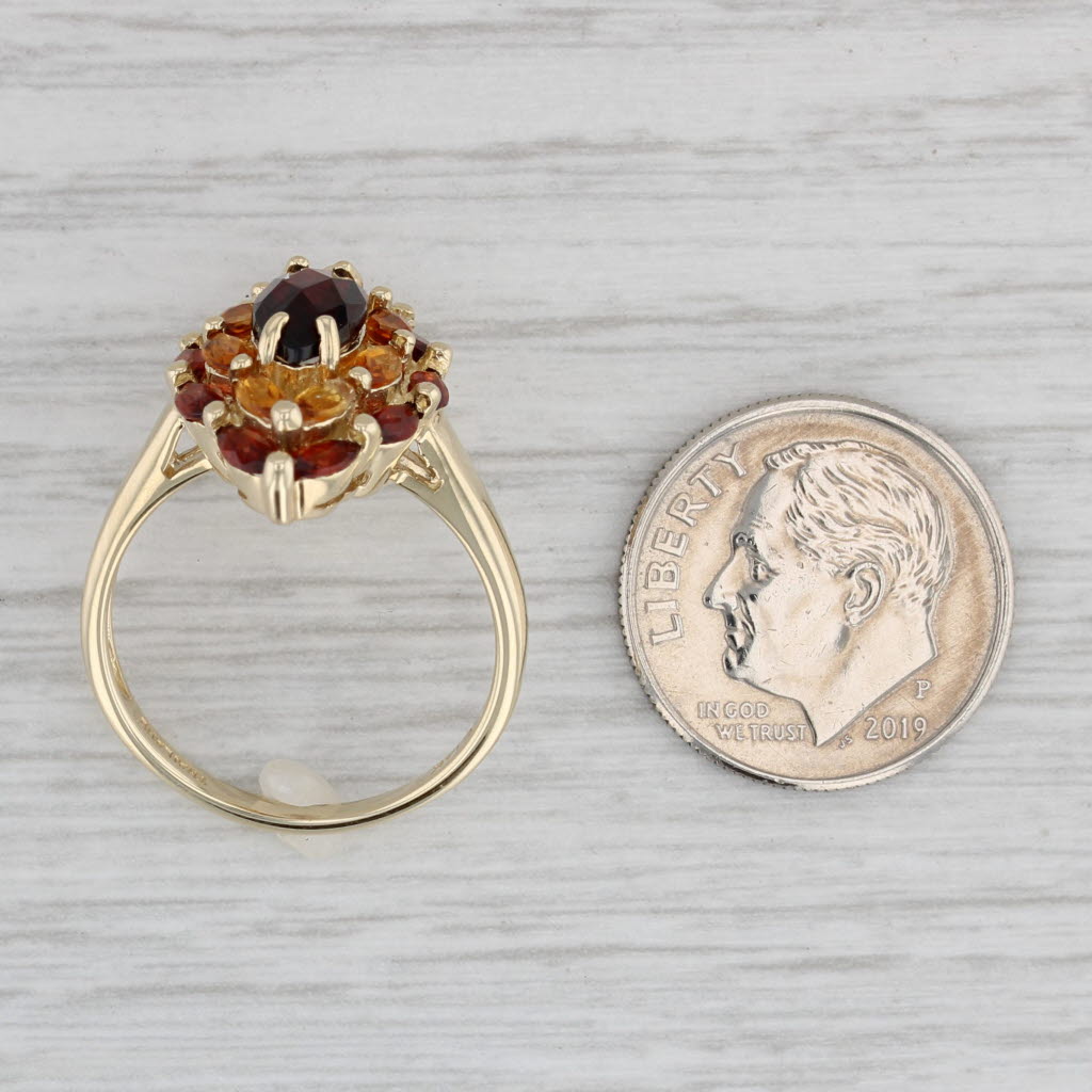 Gray 2.77ctw Garnet Citrine Ring 14k Yellow Gold Size 7.25 Cocktail