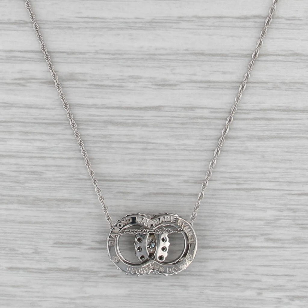 1.06ctw Diamond Interlocking Circles Marriage Pendant 14k Gold 18" Rope Chain