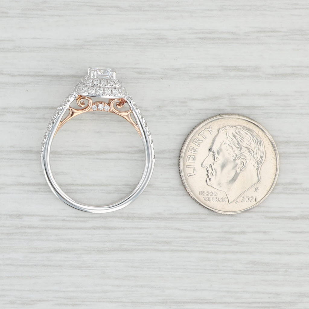 New Princess Semi Mount Diamond Halo Engagement Ring 14k White Rose Gold Sz 6.5