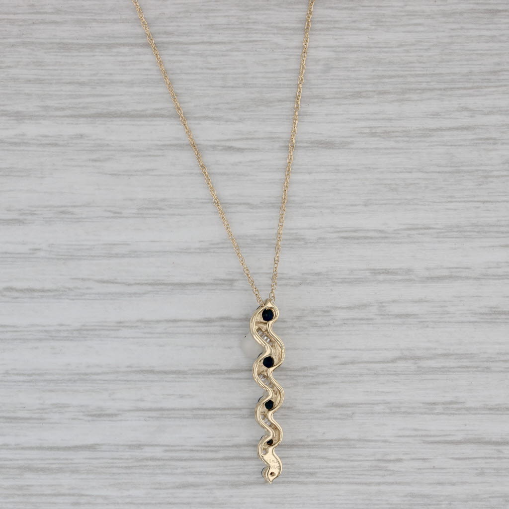 Gray 0.60ctw Graduated Blue Sapphire Diamond Journey Pendant Necklace 10k Gold 18"