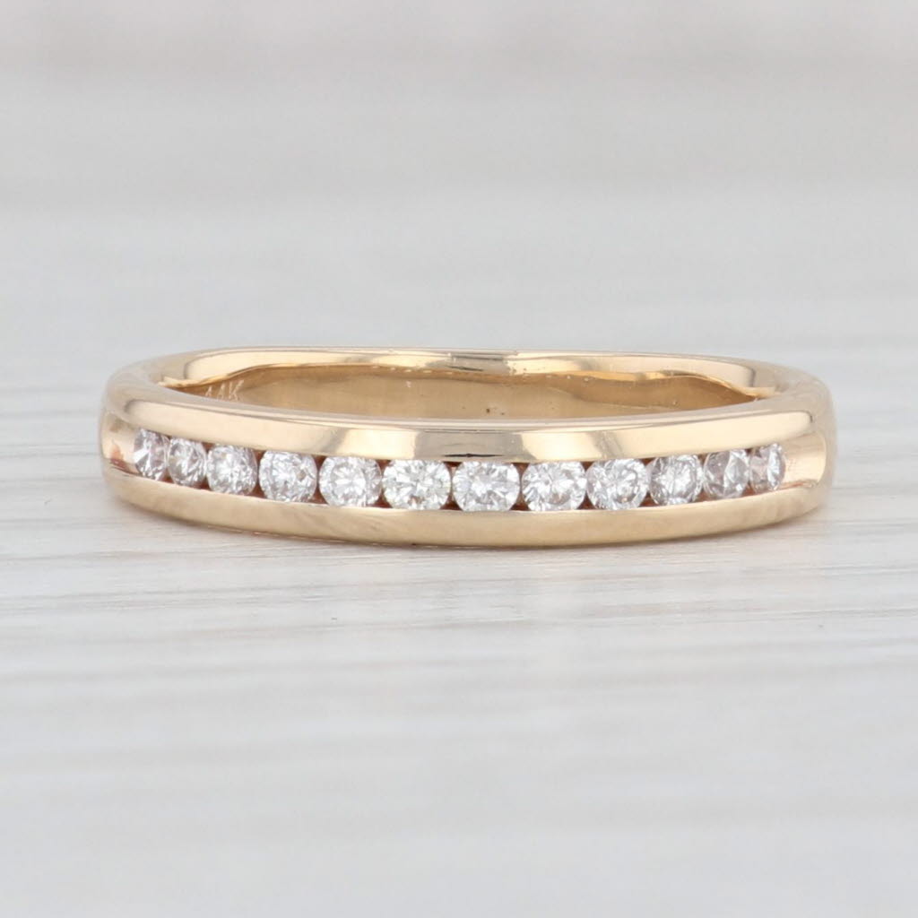 Light Gray 0.25ctw Diamond Wedding Band 14k Yellow Gold Size 6.25 Stackable Ring