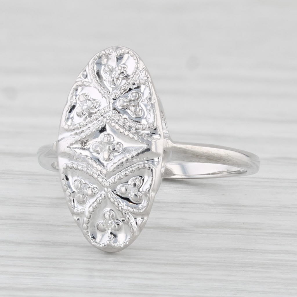 Light Gray Vintage Diamond Princess Ring 10k White Gold Size 5