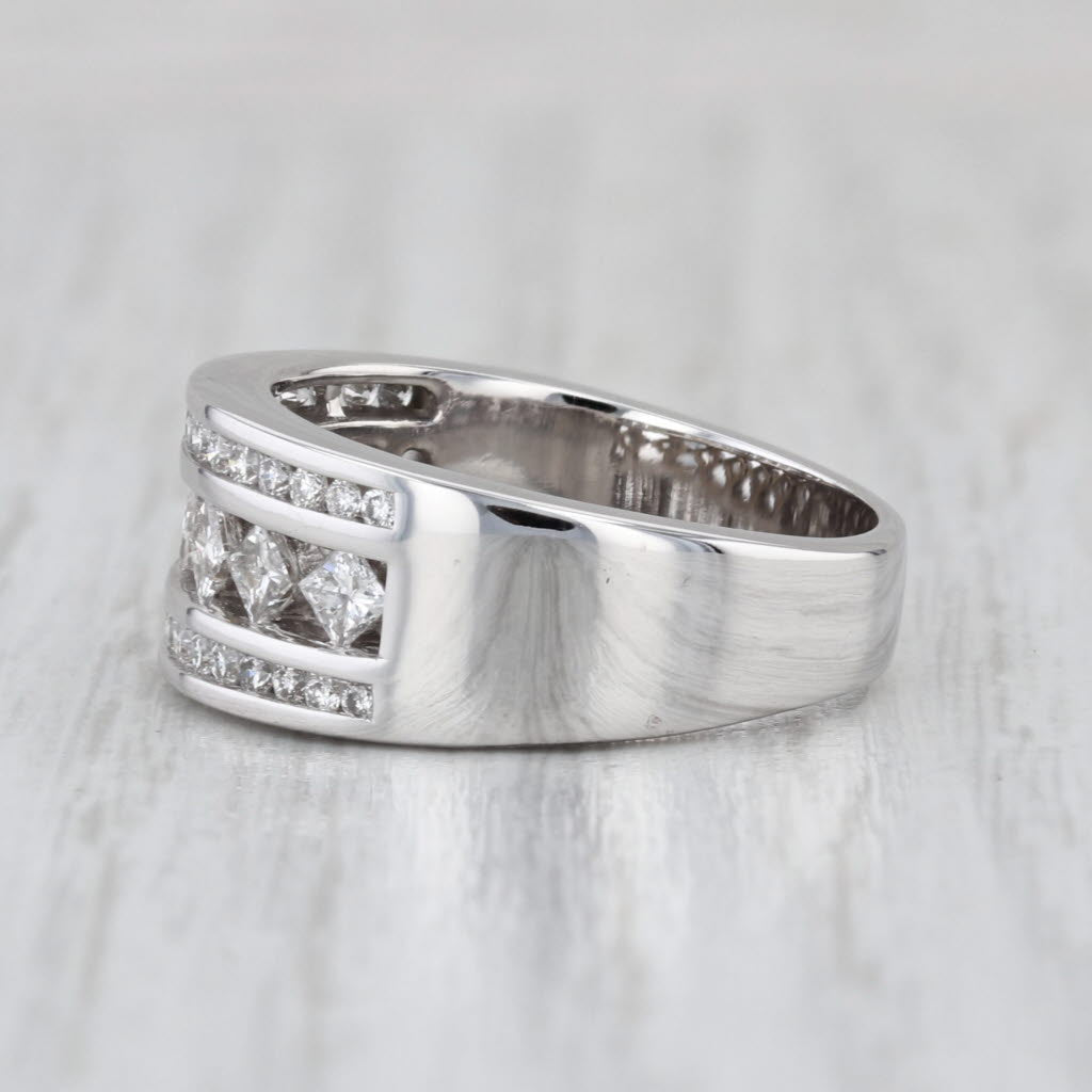 0.91ctw Diamond Ring 14k White Gold Size 7 Wedding Anniversary Band