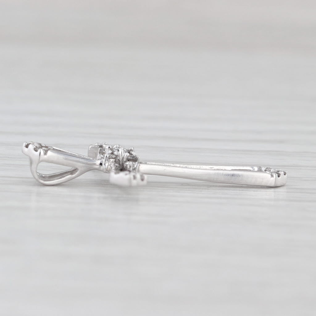 Light Gray Diamond Accented Tapering Cross Pendant 10k White Gold