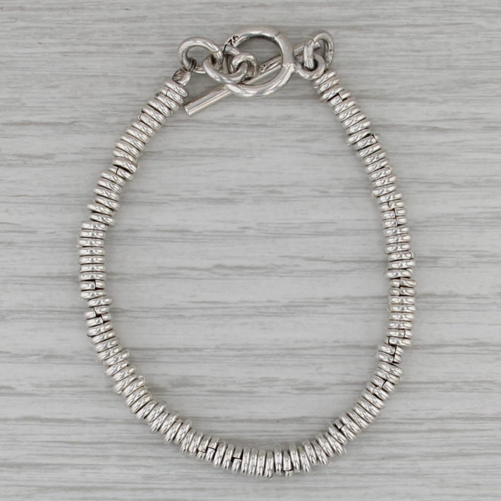 Layered Ring Circle Bead Bracelet Sterling Silver 6.5" 4.7mm Toggle Clasp