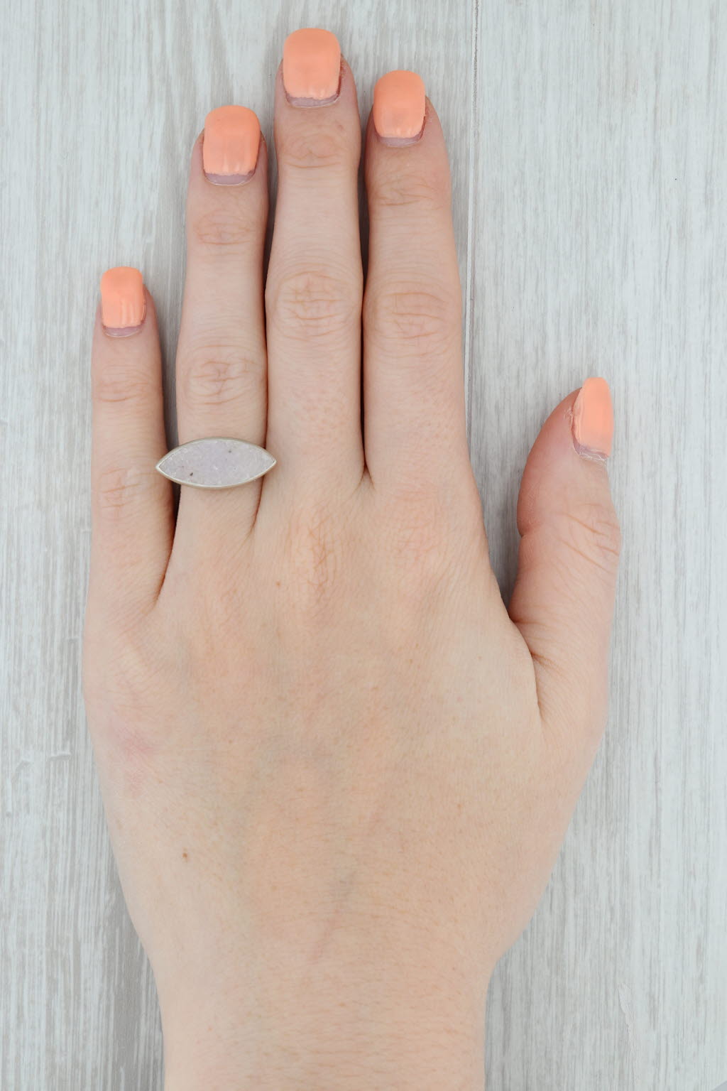 New Nina Wynn Ring Druzy White Quartz Sterling Silver Size 7 Statement