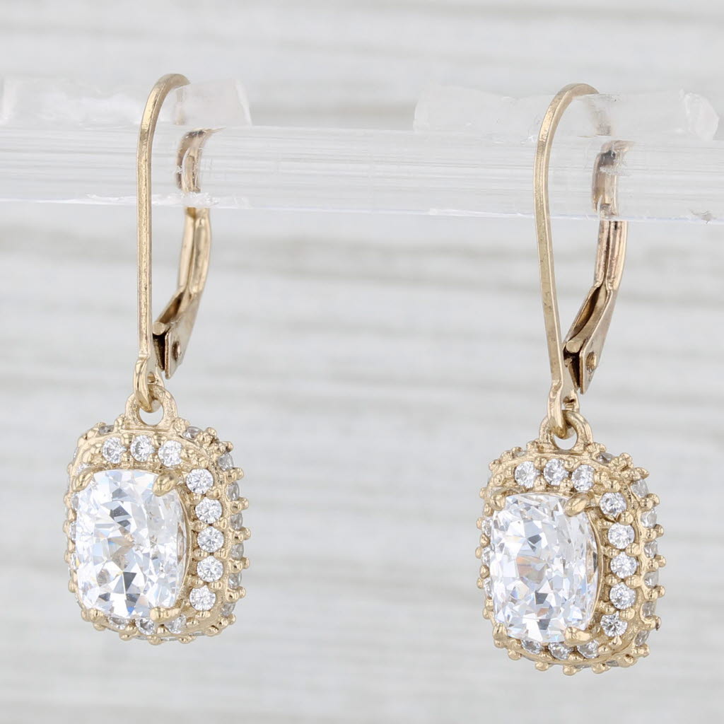 Light Gray 5.40ctw Cubic Zirconia Dangle Earrings Sterling Silver Gold Vermeil Drops