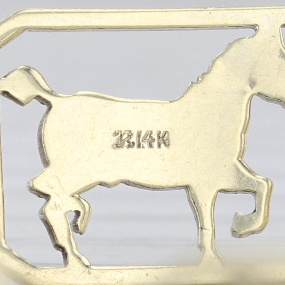 Vintage Black Enamel Horse Panel Bracelet 14k Yellow Gold 6.75" 12.1mm
