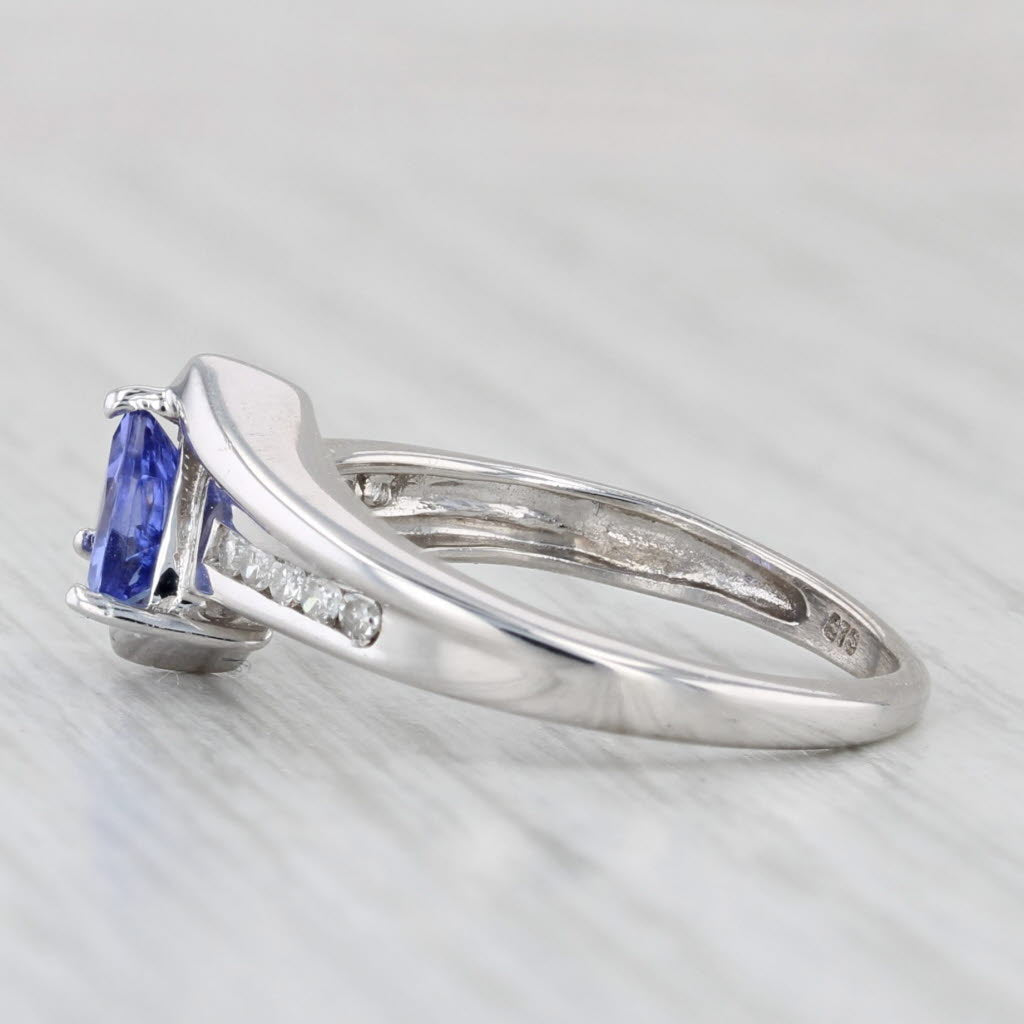 Light Gray 0.65ctw Tanzanite Diamond Ring 10k White Gold Size 6 Bypass