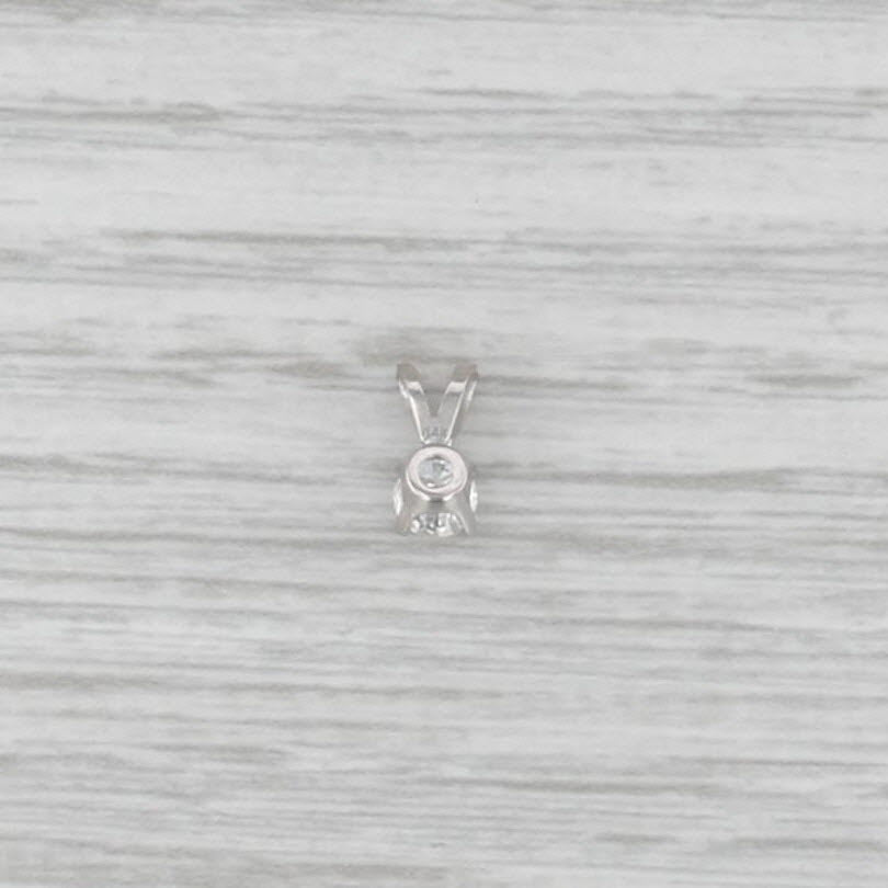 New 0.26ct Diamond Solitaire Pendant 14k White Gold Small Round Drop 4 Prong