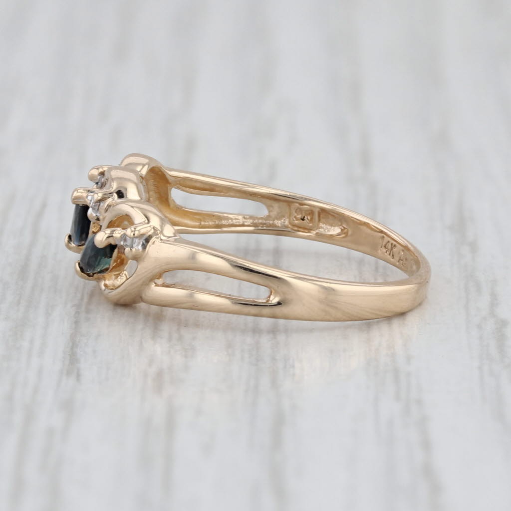 0.40ctw Blue Sapphire Diamond 3-Stone Ring 14k Yellow Gold Size 6.75 Stackable