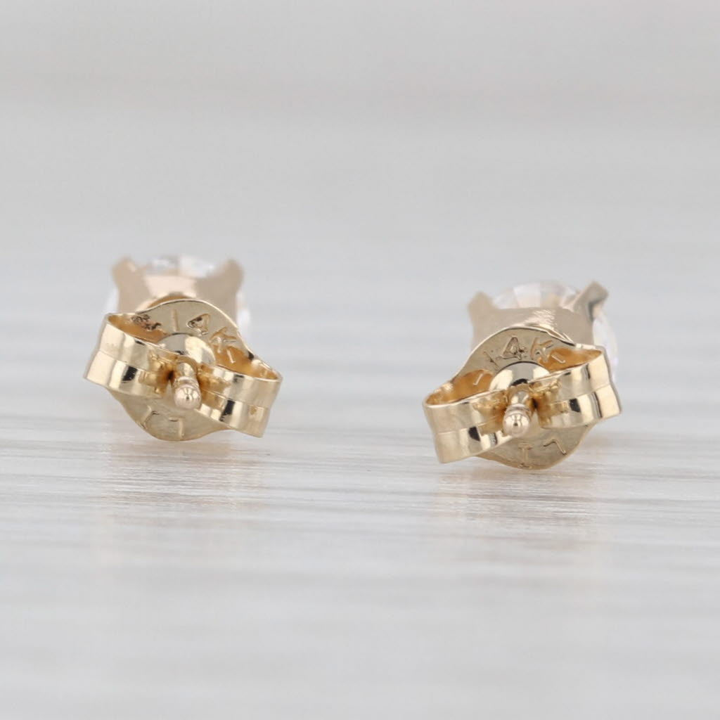 Light Gray 0.52ctw Cubic Zirconia Stud Earrings 14k Yellow Gold Round Solitaire Studs