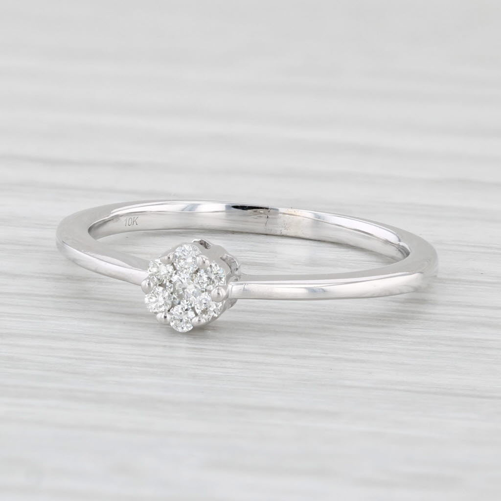 Light Gray Diamond Cluster Ring 10k White Gold Size 5.75 Engagement Stackable