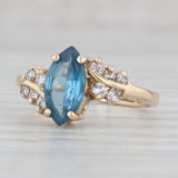 Gray 1.38ctw Marquise London Blue Topaz Diamond Bypass Ring 14k Yellow Gold Size 6