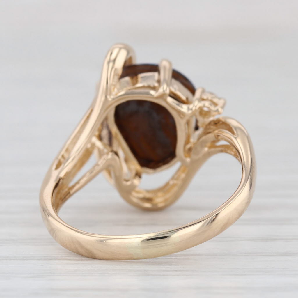 Blue Opal Triplet Diamond Bypass Ring 14k Yellow Gold Size 7.5