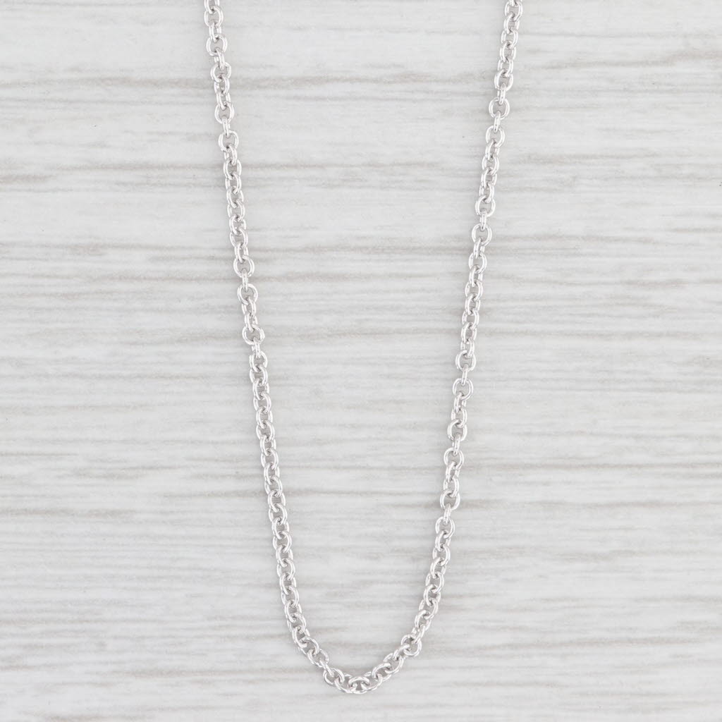 Light Gray Cable Chain Necklace 14k White Gold 15.5" 1.5mm Italy Lobster Clasp