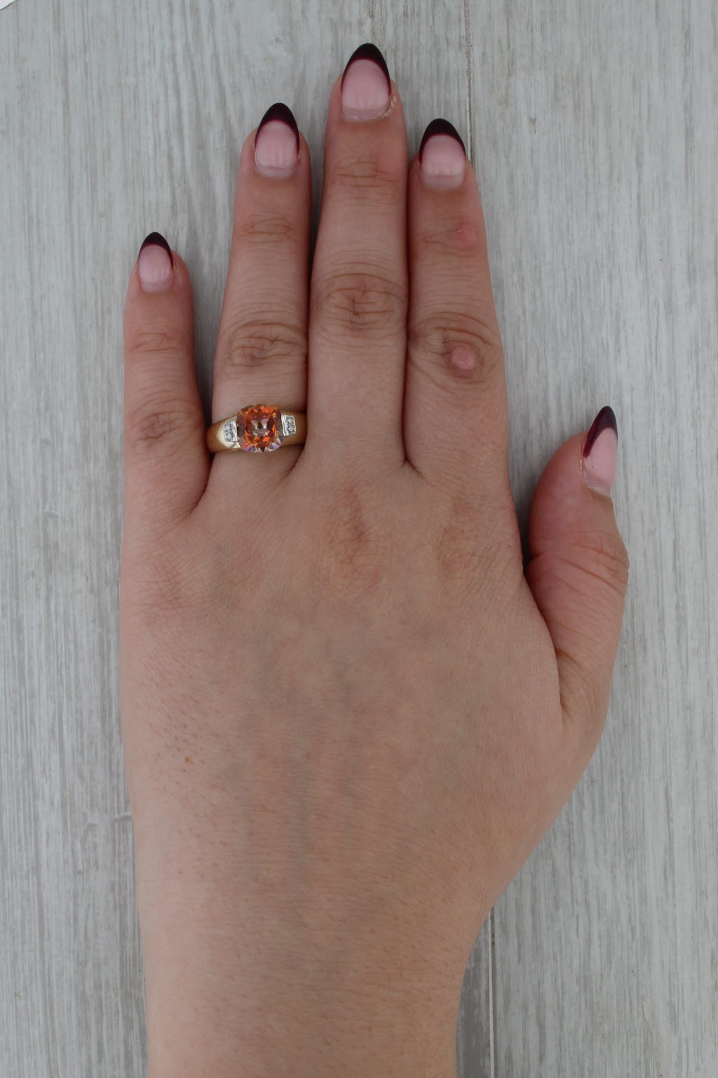 3.52ctw Orange Mystic Topaz Diamond Ring 14k Yellow Gold Size 7.25