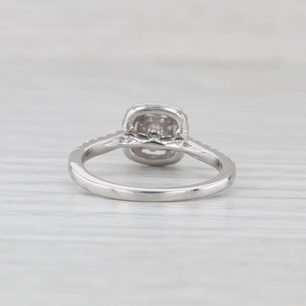 0.39ctw Diamond Halo Engagement Ring 14k White Gold Size 7 Cathedral Band