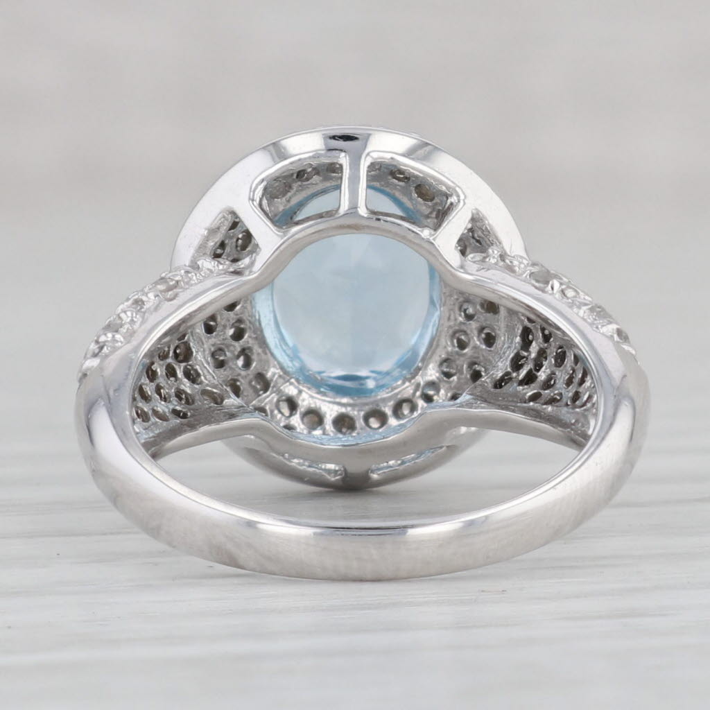 Gray 4.10ctw Blue Topaz Diamond Halo Ring 10k White Gold Size 7