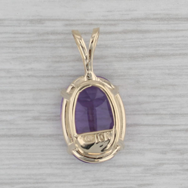 5.60ct Purple Amethyst Oval Solitaire Pendant 10k Yellow Gold