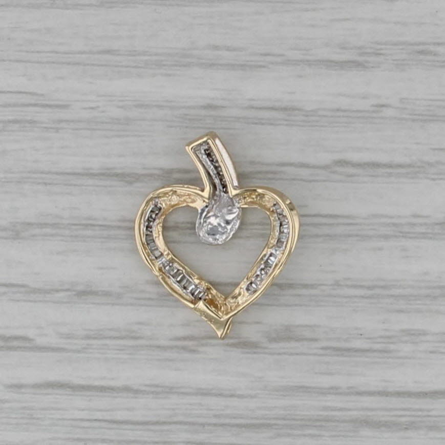 0.15ctw Diamond Open Heart Pendant 14k Yellow Gold Drop