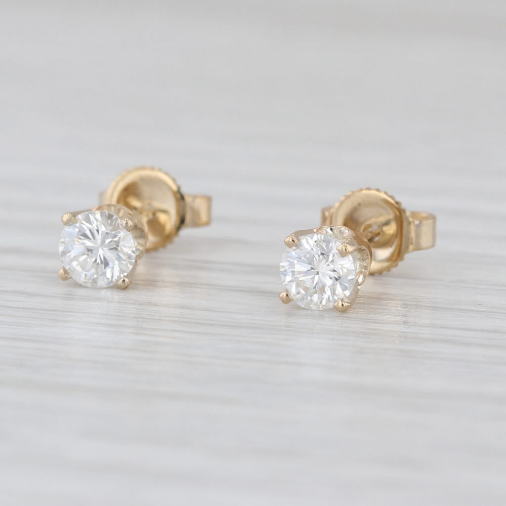 0.63ctw Diamond Stud Earrings 14k Yellow Gold Round Solitaire Studs