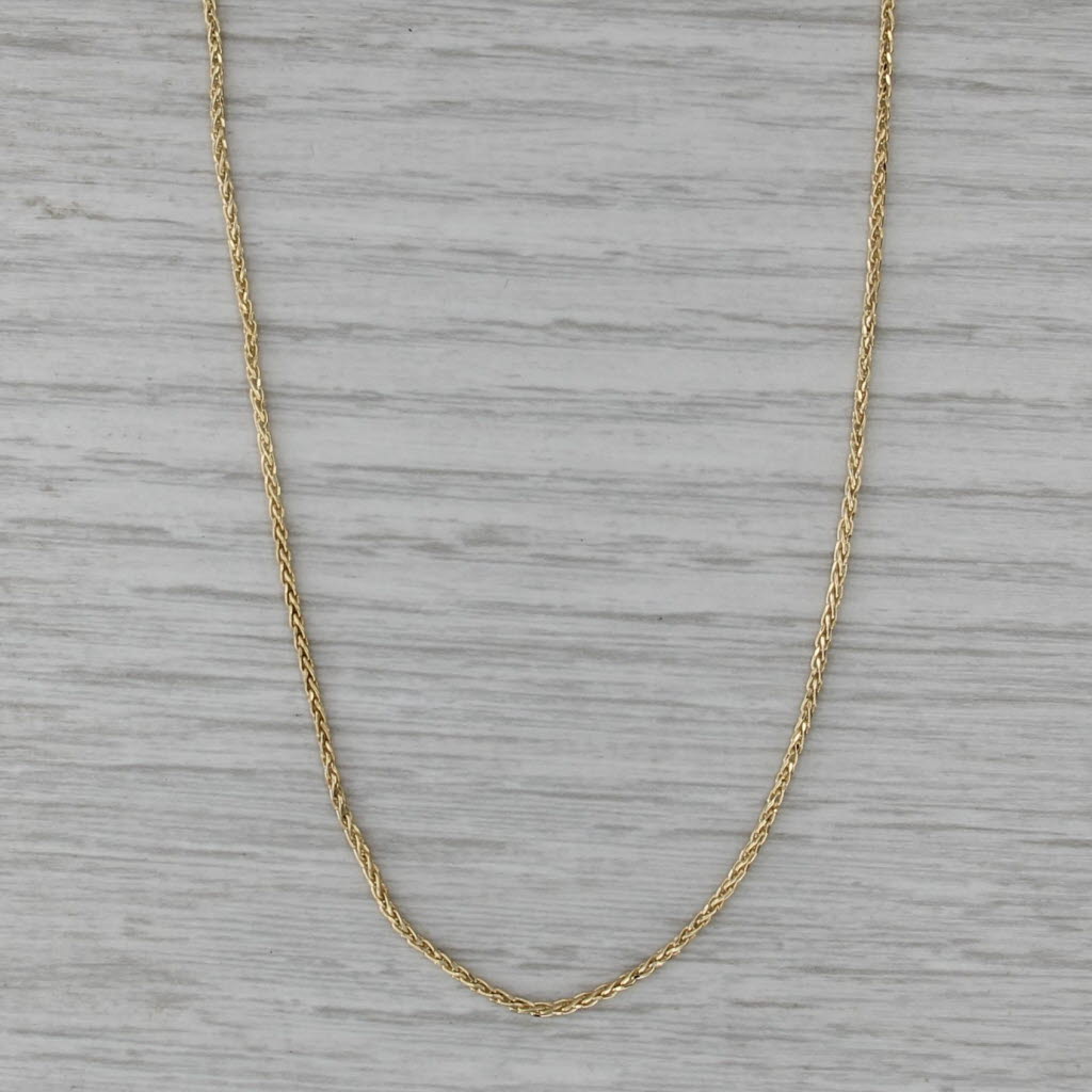 15.75" 1.2mm Wheat Chain Necklace 14k Yellow Gold