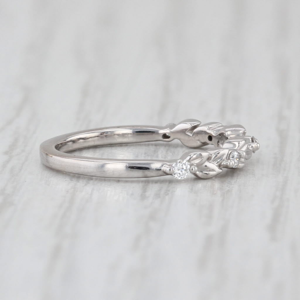 Floral Diamond Stackable Wedding Band 18k White Gold Size 4.25 Anniversary Ring