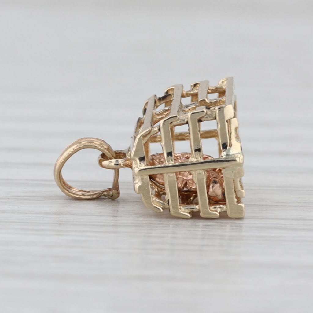 Lobster Crate Charm 14k Yellow Gold Nautical Souvenir 3D Figural Pendant