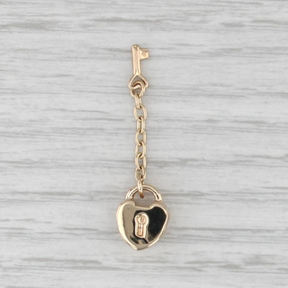 Authentic Pandora Heart Lock & Key Charm 750341 14k Gold Bead Retired