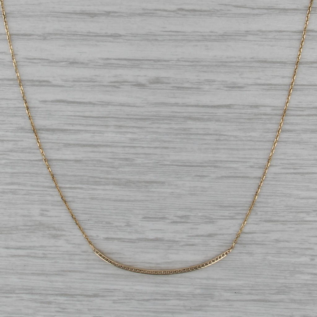 0.18ctw Diamond Bar Necklace 14k Yellow Gold 16" 17" 18" Cable Chain