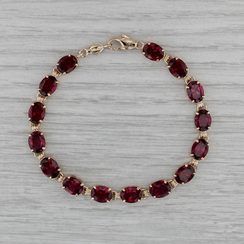 22.50ctw Rhodolite Garnet Tennis Bracelet 14k Yellow Gold 7" 6.2mm