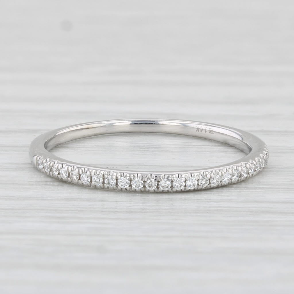 Light Gray 0.12ctw Diamond Wedding Band 14k White Gold Stackable Ring Size 8.25