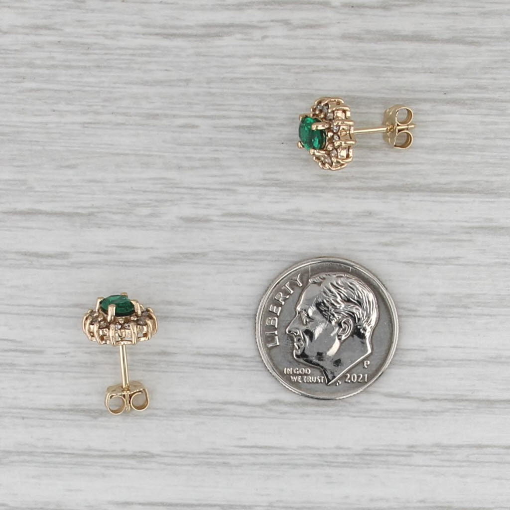 1.96ctw Simulated Emerald Diamond Halo Stud Earrings 14k Yellow Gold Studs