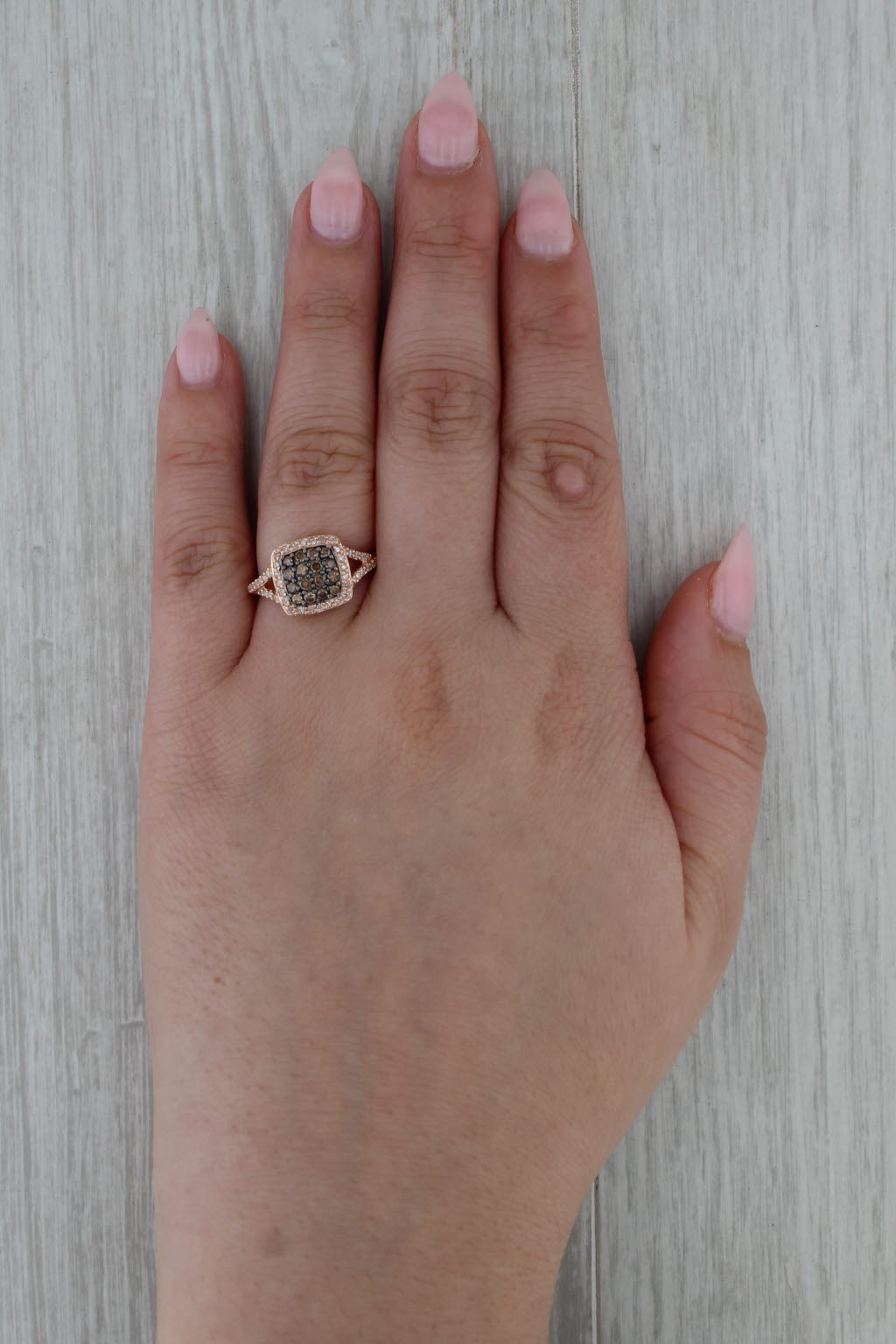 Effy 0.45ctw Champagne Diamond Halo Ring 14k Rose Gold Size 7.25