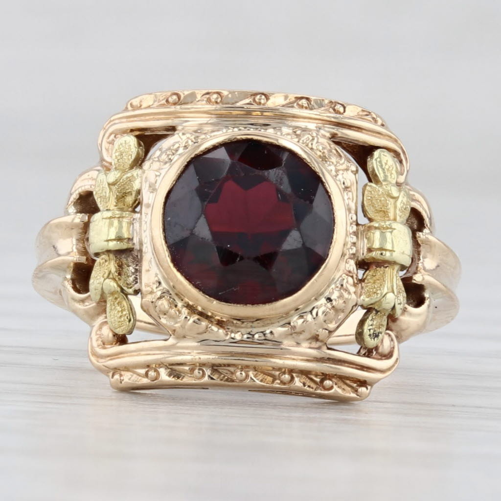 Light Gray Vintage 2.20ct Garnet Solitaire Ring 14k Yellow Gold Size 5.5