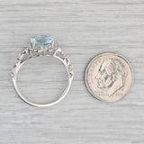 2.58ctw Aquamarine Sapphire Diamond Halo Ring 14k White Gold Size 8