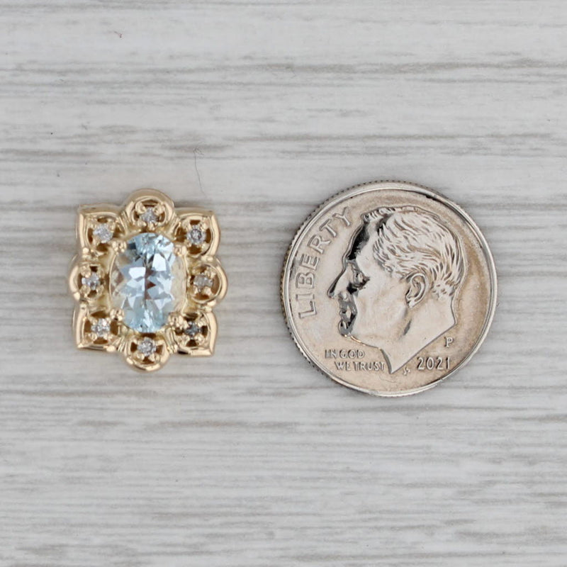 1.32ctw Aquamarine Diamond Slide Bracelet Charm 14k Gold Vintage Richard Klein
