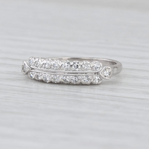 Vintage 0.26ctw Diamond Wedding Band Platinum Sz 6.5 Ring Stackable Anniversary