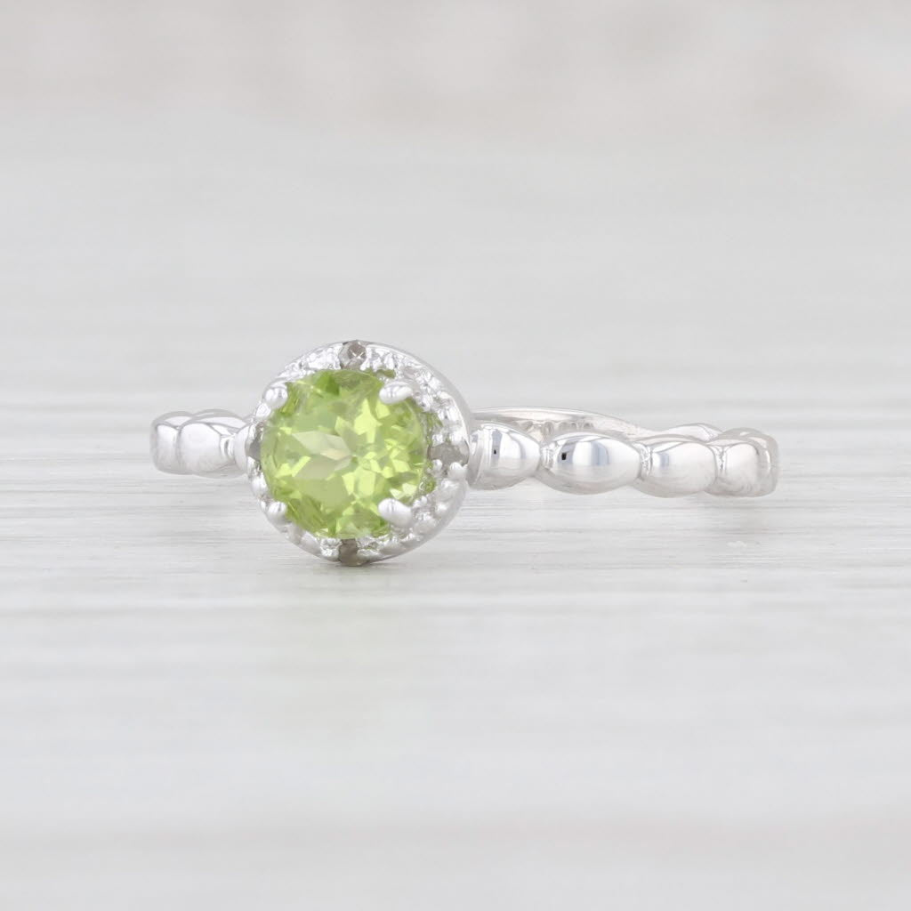 Light Gray New Peridot Solitaire Diamond Halo Ring 10k White Gold Size 7 Engagement