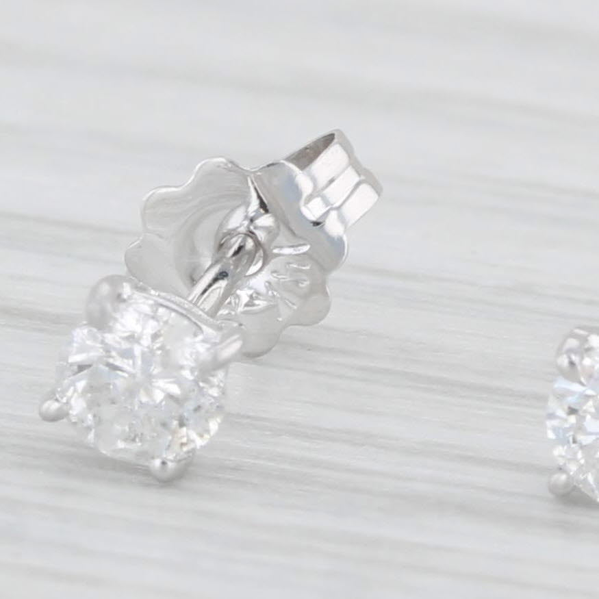Light Gray 0.32ctw Round Diamond Solitaire Stud Earrings 14k White Gold